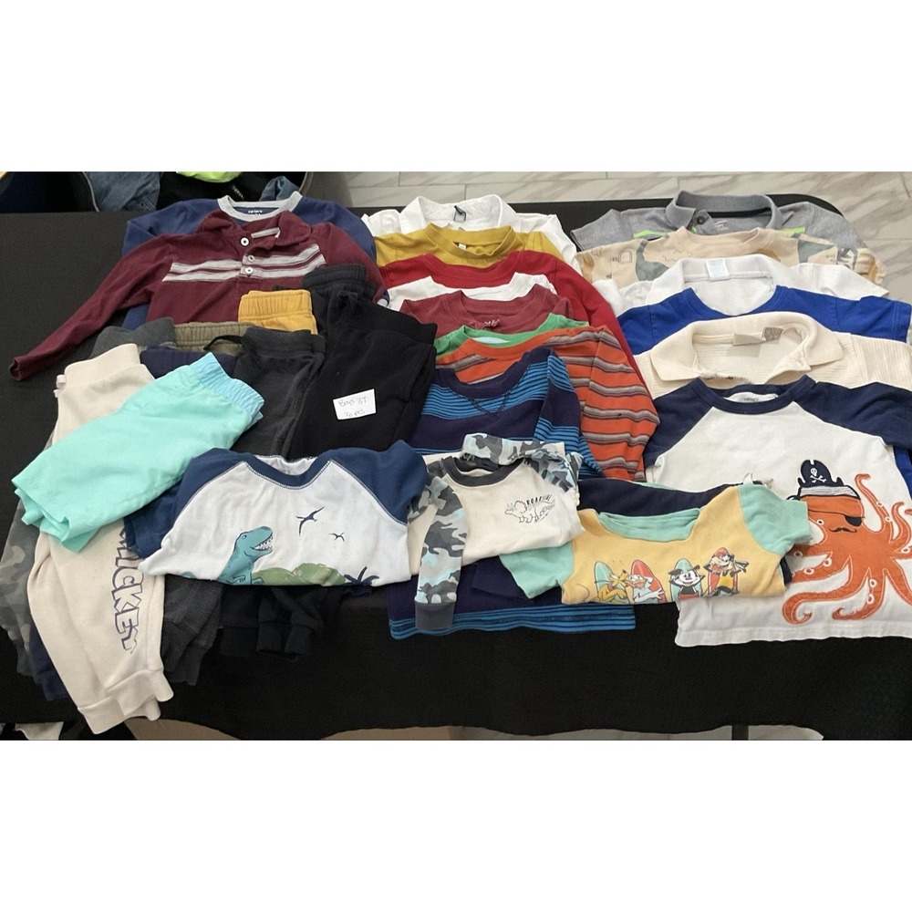 Mixed Brands Outfit Lot Boys 3T Multicolor Graphic Shirts Pants Mickey Dino 29pc